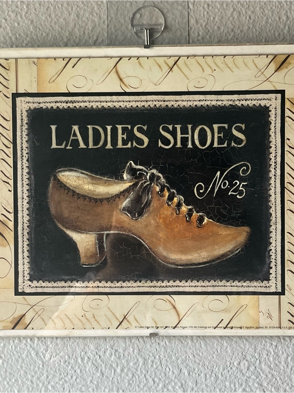 Retro wall decor ladies shoes sign glass cover